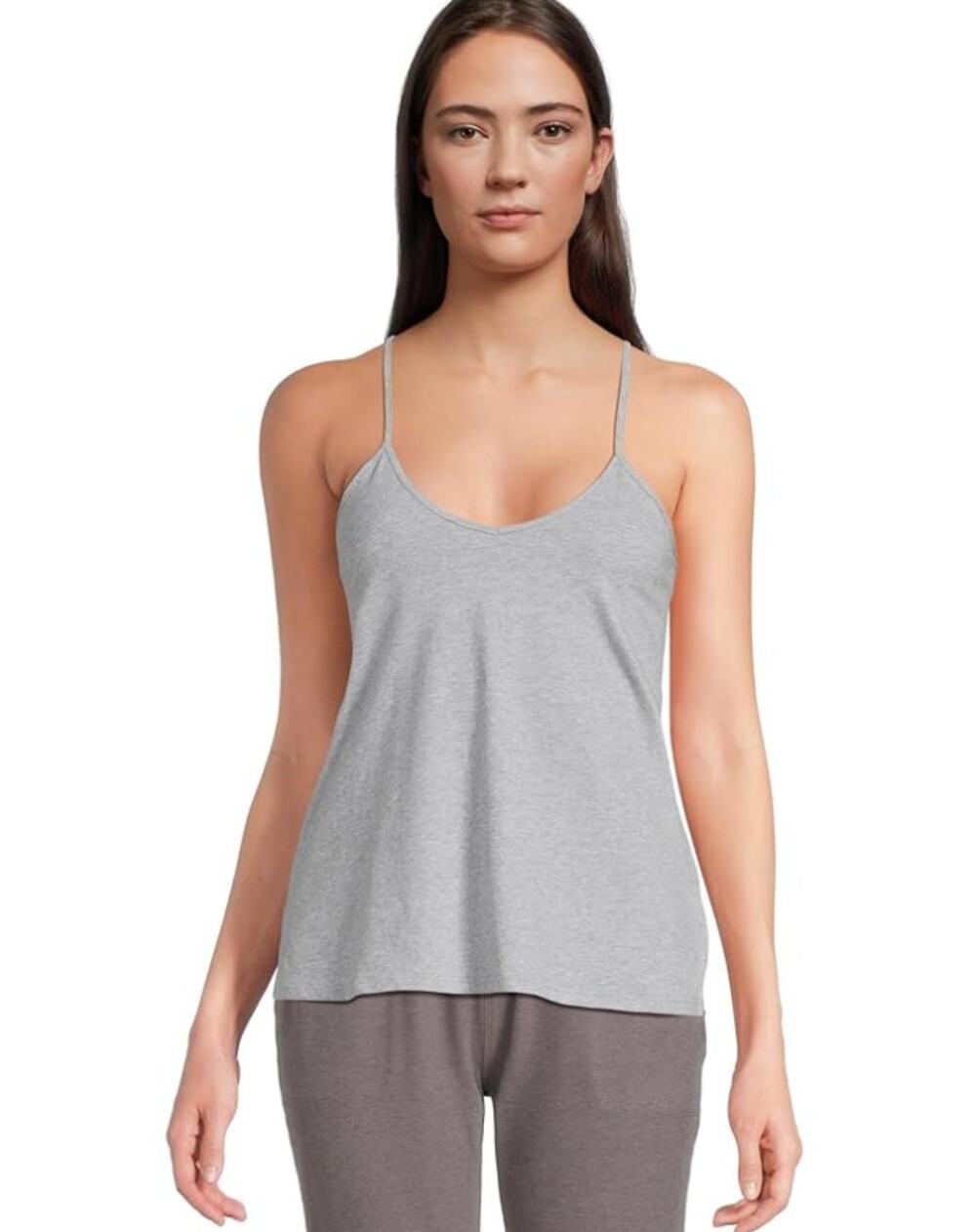 SKIN ORGANIC Womens Essential Camisole Tank Small Medium Heather Grey V Neck NWT